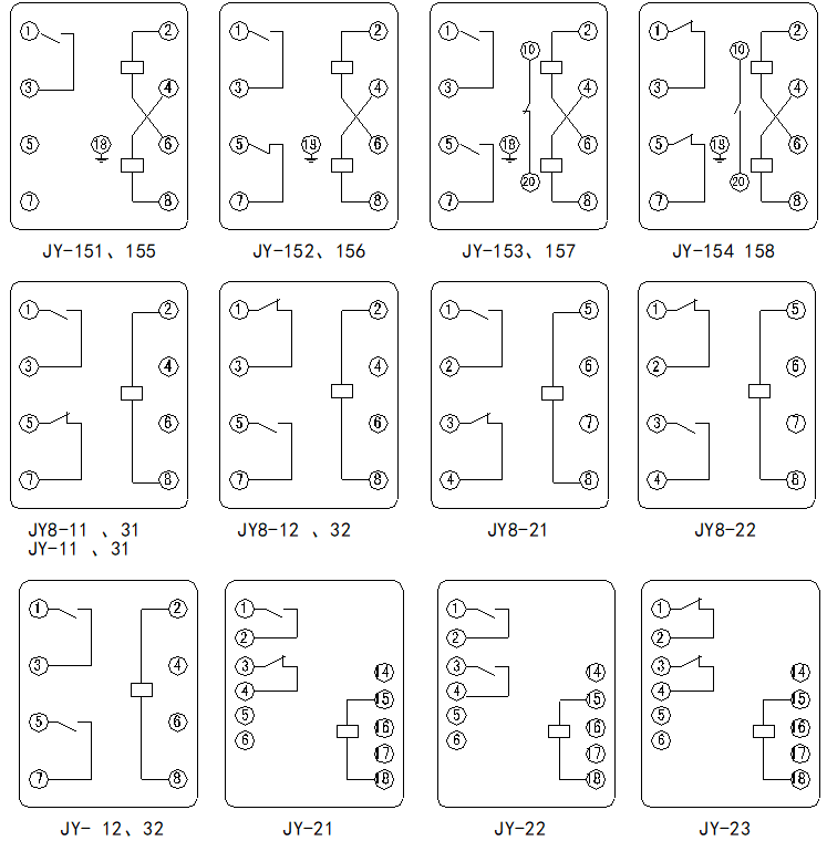JY-8、10W、20W、30W、150系列電壓繼電器接線圖